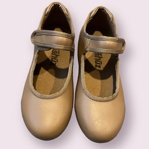 Danshuz Toddler Girls Tan Single Strap Non Skid Tap Shoes Loop Over - Size 9